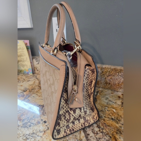 Coach Signature Canvas Beige Satchel Bag - Picture 4 of 6